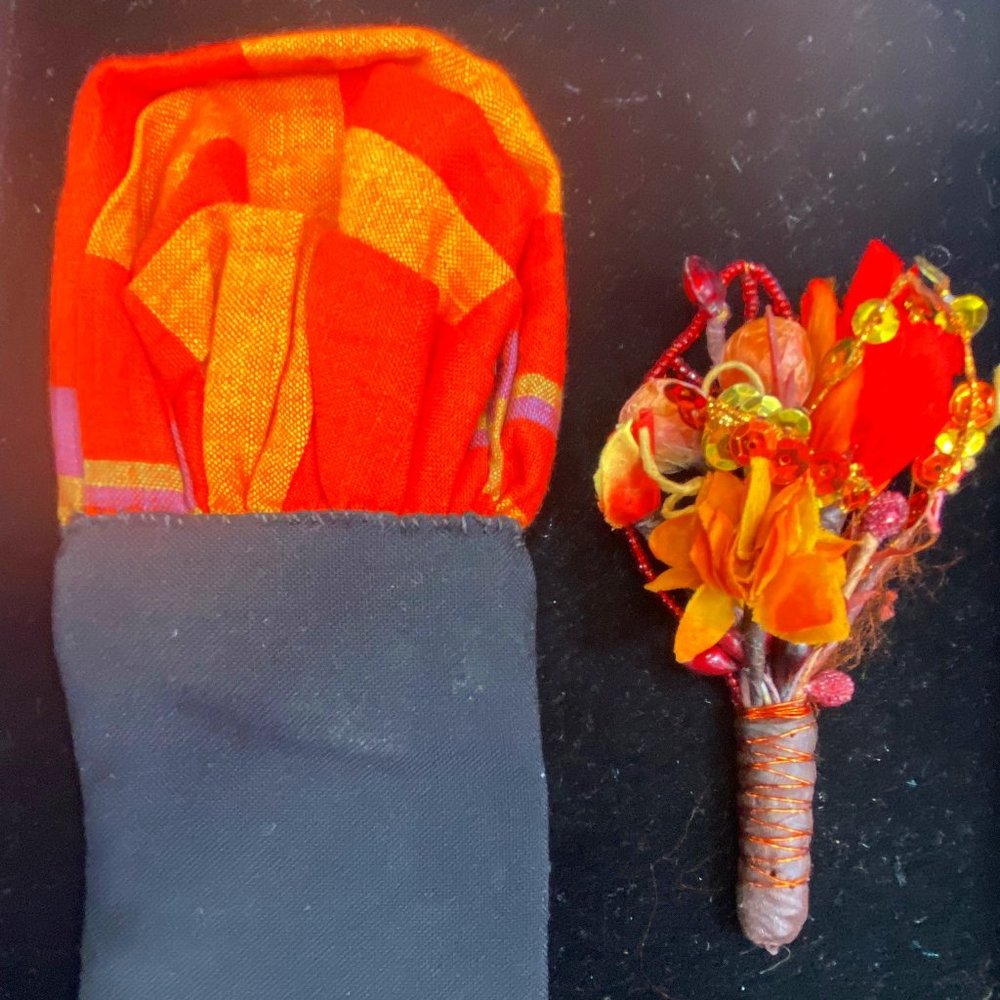 Matching Pocket Square and Boutonniere